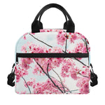 Pink Cherry Blossom Print Insulated Lunch Bag