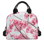 Pink Cherry Blossom Print Insulated Lunch Bag