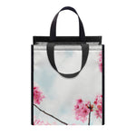 Pink Cherry Blossom Print Insulated Lunch Tote