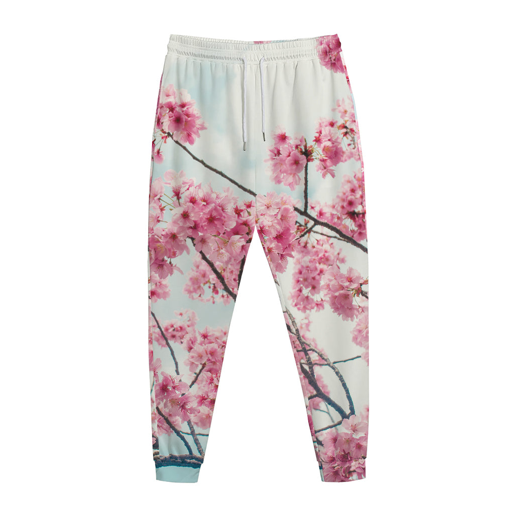 Pink Cherry Blossom Print Jogger Pants