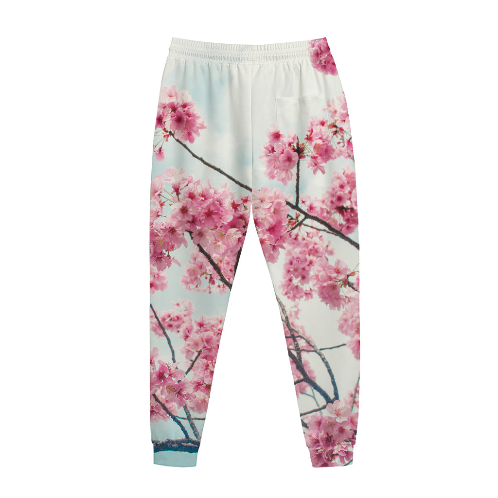 Pink Cherry Blossom Print Jogger Pants