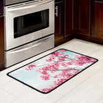 Pink Cherry Blossom Print Kitchen Mat