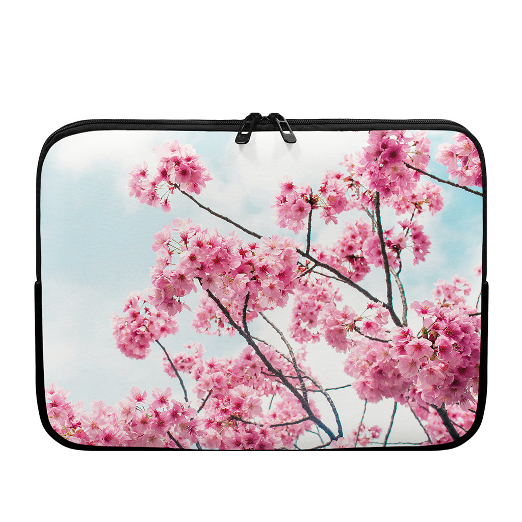 Pink Cherry Blossom Print Laptop Sleeve