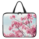 Pink Cherry Blossom Print Laptop Sleeve With Handle