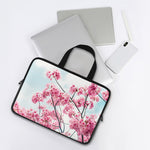 Pink Cherry Blossom Print Laptop Sleeve With Handle