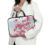 Pink Cherry Blossom Print Laptop Sleeve With Handle
