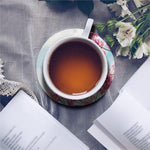 Pink Cherry Blossom Print Leather Coaster Set