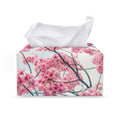 Pink Cherry Blossom Print Leather Tissue Box Cover