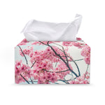 Pink Cherry Blossom Print Leather Tissue Box Cover