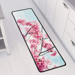 Pink Cherry Blossom Print Long Kitchen Mat