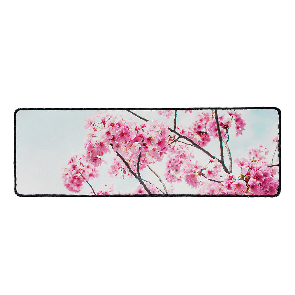 Pink Cherry Blossom Print Long Kitchen Mat