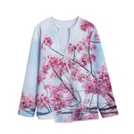 Pink Cherry Blossom Print Long Sleeve Short Coat