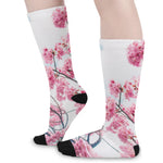 Pink Cherry Blossom Print Long Socks