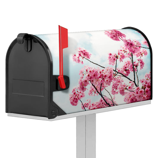 Pink Cherry Blossom Print Mailbox Cover