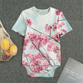 Pink Cherry Blossom Print Men's Bodysuit
