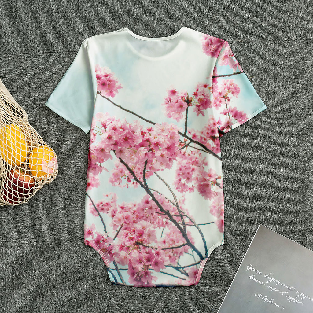 Pink Cherry Blossom Print Men's Bodysuit