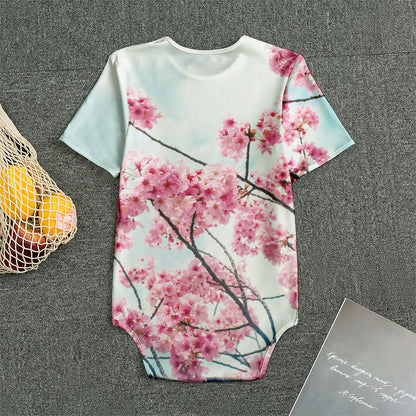 Pink Cherry Blossom Print Men's Bodysuit
