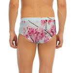 Pink Cherry Blossom Print Men's Briefs
