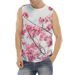 Pink Cherry Blossom Print Men's Fitness Tank Top