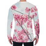 Pink Cherry Blossom Print Men's Long Sleeve T-Shirt