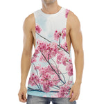 Pink Cherry Blossom Print Men's Muscle Tank Top