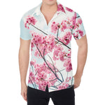 Pink Cherry Blossom Print Men's Shirt