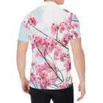 Pink Cherry Blossom Print Men's Shirt
