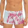 Pink Cherry Blossom Print Men's Short Boxer Briefs