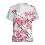 Pink Cherry Blossom Print Men's Sports T-Shirt