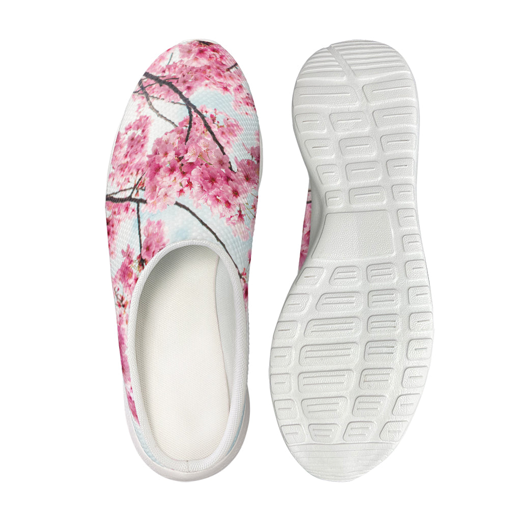 Pink Cherry Blossom Print Mesh Casual Shoes