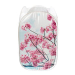 Pink Cherry Blossom Print Mesh Laundry Hamper