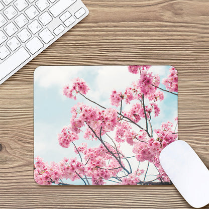 Pink Cherry Blossom Print Mouse Pad