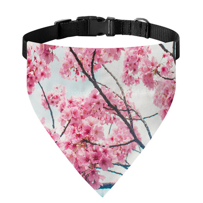 Pink Cherry Blossom Print Over The Collar Dog Bandana
