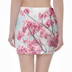Pink Cherry Blossom Print Pencil Mini Skirt