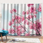 Pink Cherry Blossom Print Pencil Pleat Curtains
