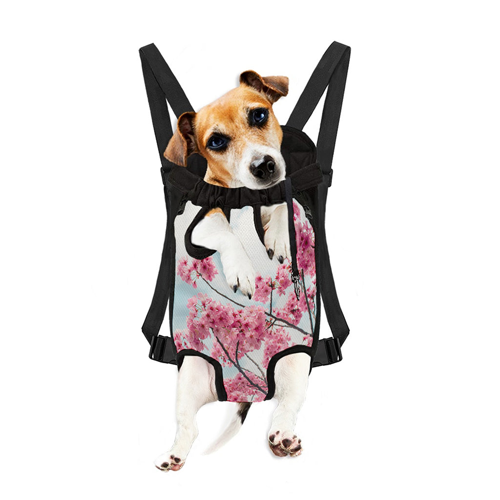 Pink Cherry Blossom Print Pet Carrier Backpack