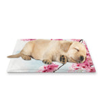Pink Cherry Blossom Print Pet Cooling Mat Cover