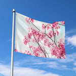 Pink Cherry Blossom Print Polyester Flag