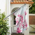 Pink Cherry Blossom Print Polyester Flag