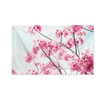 Pink Cherry Blossom Print Polyester Flag