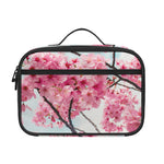 Pink Cherry Blossom Print Portable Lunch Bag