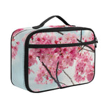 Pink Cherry Blossom Print Portable Lunch Bag