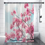 Pink Cherry Blossom Print Premium Shower Curtain