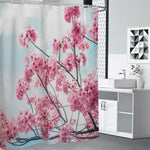 Pink Cherry Blossom Print Premium Shower Curtain