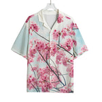 Pink Cherry Blossom Print Rayon Hawaiian Shirt