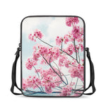 Pink Cherry Blossom Print Rectangular Crossbody Bag