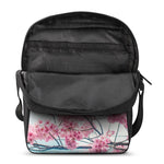 Pink Cherry Blossom Print Rectangular Crossbody Bag