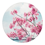 Pink Cherry Blossom Print Round Blanket