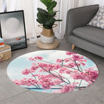 Pink Cherry Blossom Print Round Rug