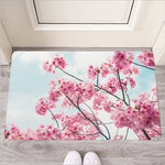 Pink Cherry Blossom Print Rubber Doormat